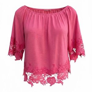 Style & Co. Rose-Pink Off-Shoulder Lace-Hem Blouse